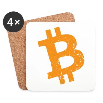 Bitcoin Vintage BTC Symbol - Untersetzer (4er-Set) - Weiß - Vorne