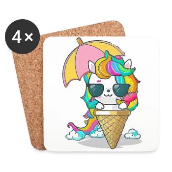 Einhorn mit Eiscreme - Die perfekte Kombination - Untersetzer (4er-Set) - Weiß - Vorne