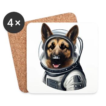 Schäferhund Astronaut - Untersetzer (4er-Set) - Weiß - Vorne