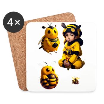 kawaii biene kind - Untersetzer (4er-Set) - Weiß - Vorne