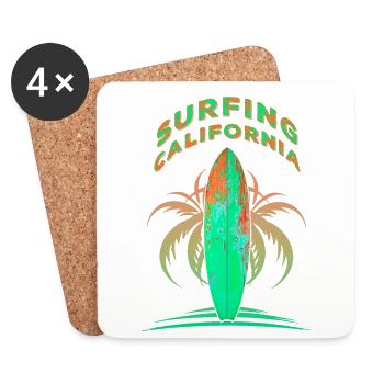 Surfen in Kalifornien 2 - Untersetzer (4er-Set) - Weiß - Vorne