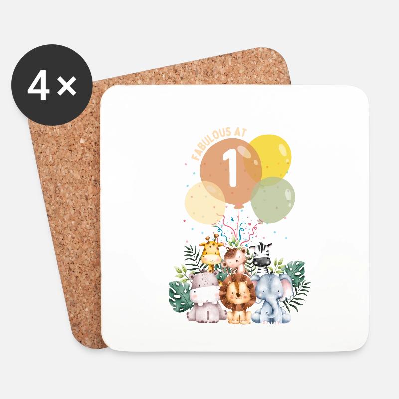 fabelhafter erster Kinder Geburtstag Tiere Safari - Untersetzer (4er-Set) - Weiß