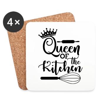 Queen Of The Kitchen. Kitchen Quote, Baking Quote. - Coasters (set of 4) - white - Front