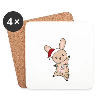 Lapin Joyeux Noël Animaux D’hiver Lapins - Dessous de verre (lot de 4) - blanc - Devant