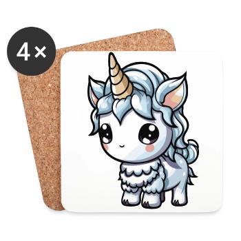 Licorne d’hiver Animal bébé bande dessinée - Dessous de verre (lot de 4) - blanc - Devant