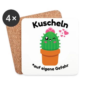 Kaktus für Babys, Kinder, Frauen zum Kuscheln - Untersetzer (4er-Set) - Weiß - Vorne