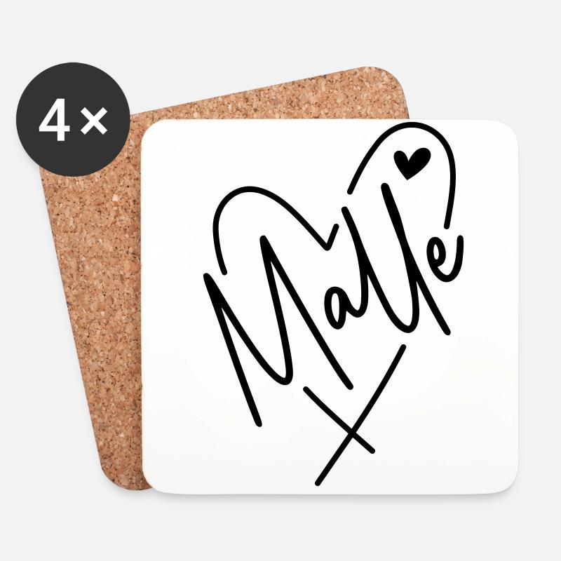 Malle Herz - Untersetzer (4er-Set) - Weiß