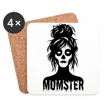 Momster: Weiblicher Zombie mit Messy Bun - Untersetzer (4er-Set) - Weiß - Vorne