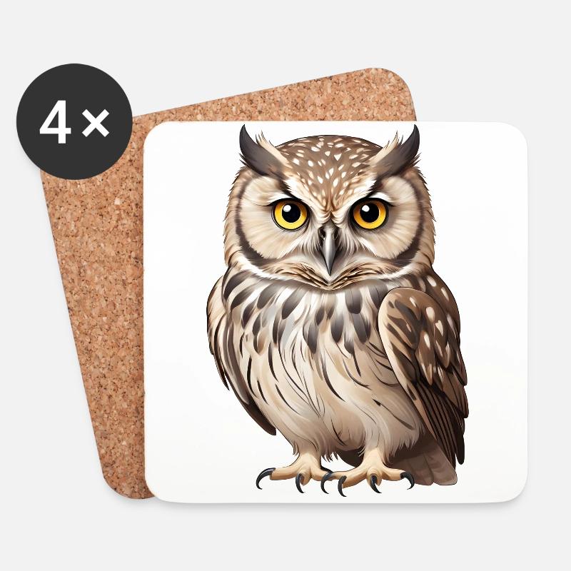 Junge braune Eule - Untersetzer (4er-Set) - Weiß