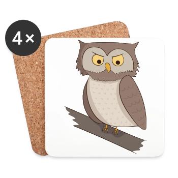 eagle owl - Coasters (set of 4) - white - Front
