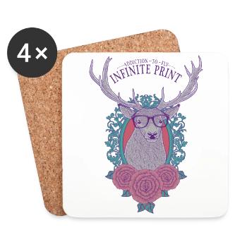 Hipster Deer - Coasters (set of 4) - white - Front