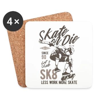 Skater Skatboard Skate - Coasters (set of 4) - white - Front