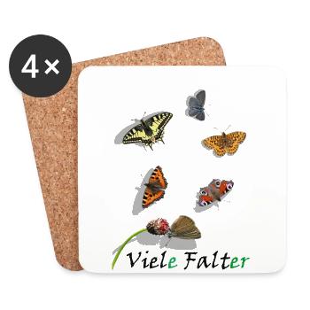 Viel(e) Falt(er), 6 europäische Schmetterlinge - Untersetzer (4er-Set) - Weiß - Vorne