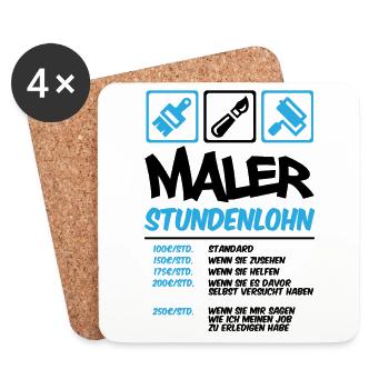 Maler Stundenlohn - Untersetzer (4er-Set) - Weiß - Vorne