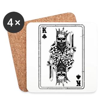 Croix roi carte de jeu vintage look partenaire - Dessous de verre (lot de 4) - blanc - Devant