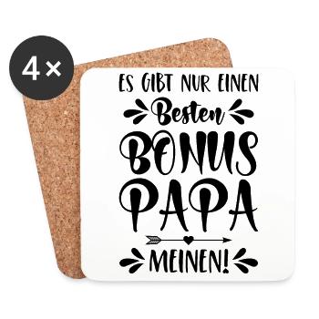 Es gibt nur einen besten Bonus Papa - Meinen! - Untersetzer (4er-Set) - Weiß - Vorne