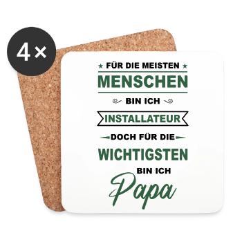Installateur Klempner Handwerker Sanitär Papa - Untersetzer (4er-Set) - Weiß - Vorne