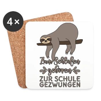 Zum Schlafen geboren Zur Schule gezwungen - Untersetzer (4er-Set) - Weiß - Vorne