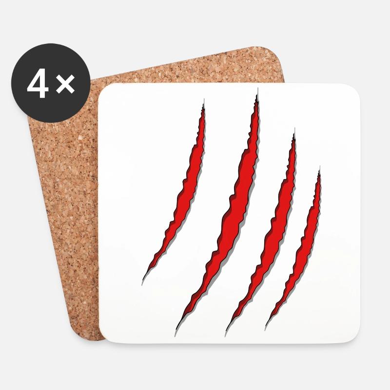 Wolfskralle, Tierkrallenspur - Untersetzer (4er-Set) - Weiß