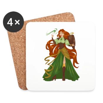 Hexe Rote Haare Vogel hübsche Dame Model Fantasy - Untersetzer (4er-Set) - Weiß - Vorne