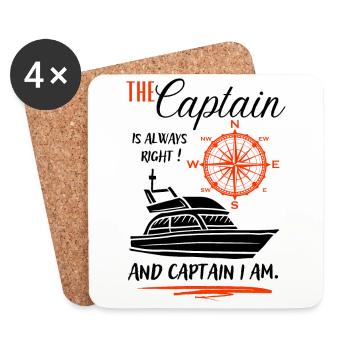 Captain Gift / The Captain is always right ... - Coasters (set of 4) - white - Front