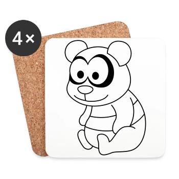 Panda Comic Animal - Coasters (set of 4) - white - Front