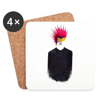 Punker Minimal Design Pinke Frisur Simple Punk - Untersetzer (4er-Set) - Weiß - Vorne