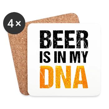Beer is in my DNA Trinkspruch Bier - Untersetzer (4er-Set) - Weiß - Vorne