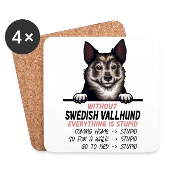 Ohne Schwedischer Vallhund ist alles doof - Untersetzer (4er-Set) - Weiß - Vorne