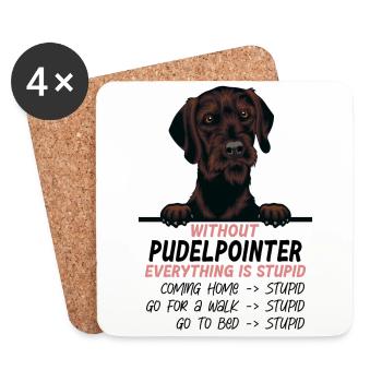 Ohne Pudelpointer ist alles doof - Untersetzer (4er-Set) - Weiß - Vorne