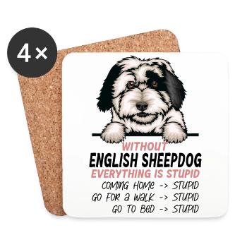 Ohne Englischer Schäferhund ist alles doof - Untersetzer (4er-Set) - Weiß - Vorne