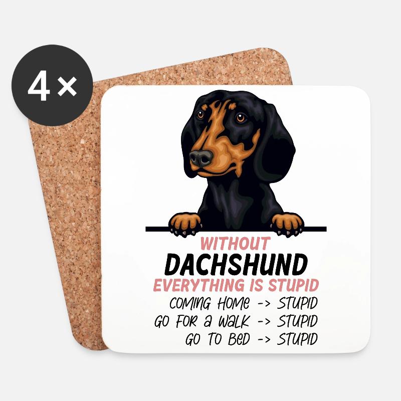 Ohne Dackel ist alles doof - Untersetzer (4er-Set) - Weiß