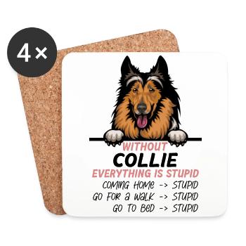 Ohne Collie ist alles doof - Untersetzer (4er-Set) - Weiß - Vorne