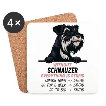 Ohne Schnauzer ist alles doof - Untersetzer (4er-Set) - Weiß - Vorne