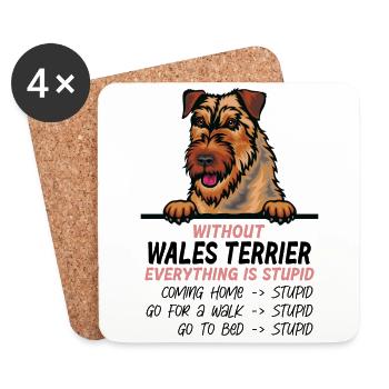Ohne Wales Terrier ist alles doof - Untersetzer (4er-Set) - Weiß - Vorne
