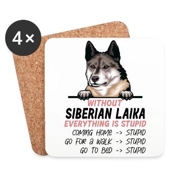 Ohne Sibirische Laika ist alles doof - Untersetzer (4er-Set) - Weiß - Vorne