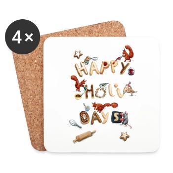 Weihnachts Kekse - Happy Holi Days - Untersetzer (4er-Set) - Weiß - Vorne