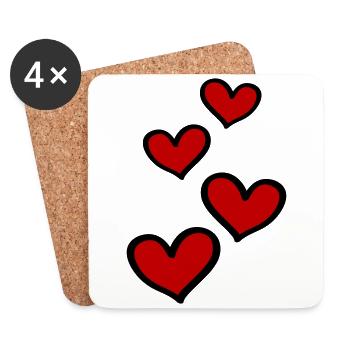 Symbole du cœur Amour - Dessous de verre (lot de 4) - blanc - Devant