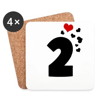 2 hearts 2nd birthday - Coasters (set of 4) - white - Front