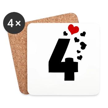 4 hearts 4th birthday - Coasters (set of 4) - white - Front
