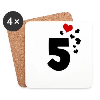 5 hearts 5th birthday - Coasters (set of 4) - white - Front