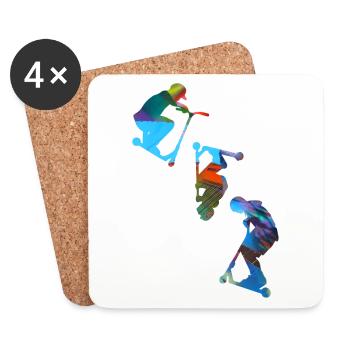 Stuntscooter,Trickscooter,tricks,stunt,e-scooter - Untersetzer (4er-Set) - Weiß - Vorne