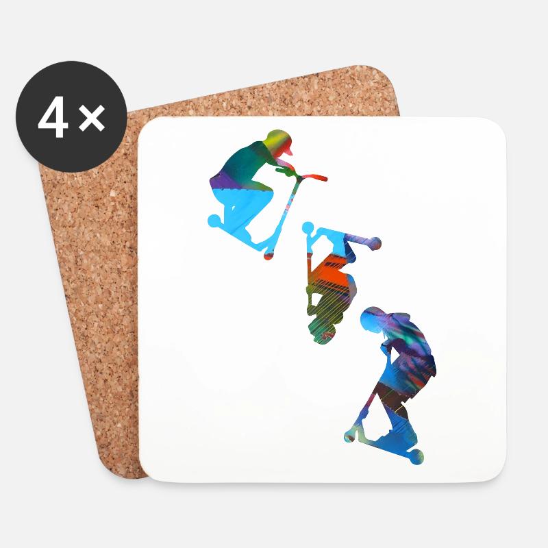 Stuntscooter,Trickscooter,tricks,stunt,e-scooter - Untersetzer (4er-Set) - Weiß
