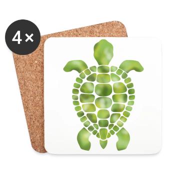 Green turtle mosaic pattern - Coasters (set of 4) - white - Front