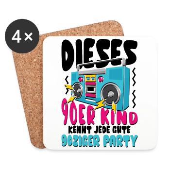 Dieses 90er Kind kennt jede gute 90ziger Party - Untersetzer (4er-Set) - Weiß - Vorne