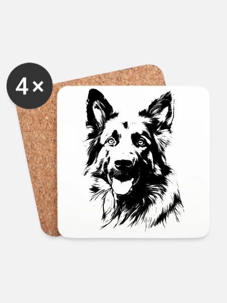 Deutscher Schäferhund - Untersetzer (4er-Set) - Weiß