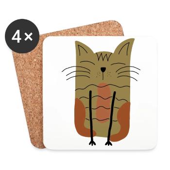 Skandinavische Katze Katzenliebhaber - Untersetzer (4er-Set) - Weiß - Vorne