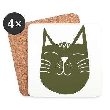 Skandinavische Katze Katzenliebhaber - Untersetzer (4er-Set) - Weiß - Vorne