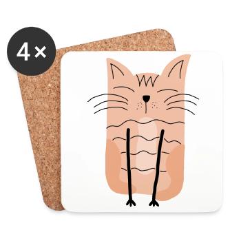 Skandinavische Katze Katzenliebhaber - Untersetzer (4er-Set) - Weiß - Vorne