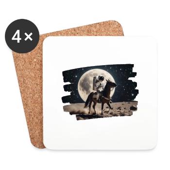 Astronaut on horse in space - Coasters (set of 4) - white - Front